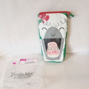 Thirty One Hide and Peek Pouch in Holiday Llama NWT